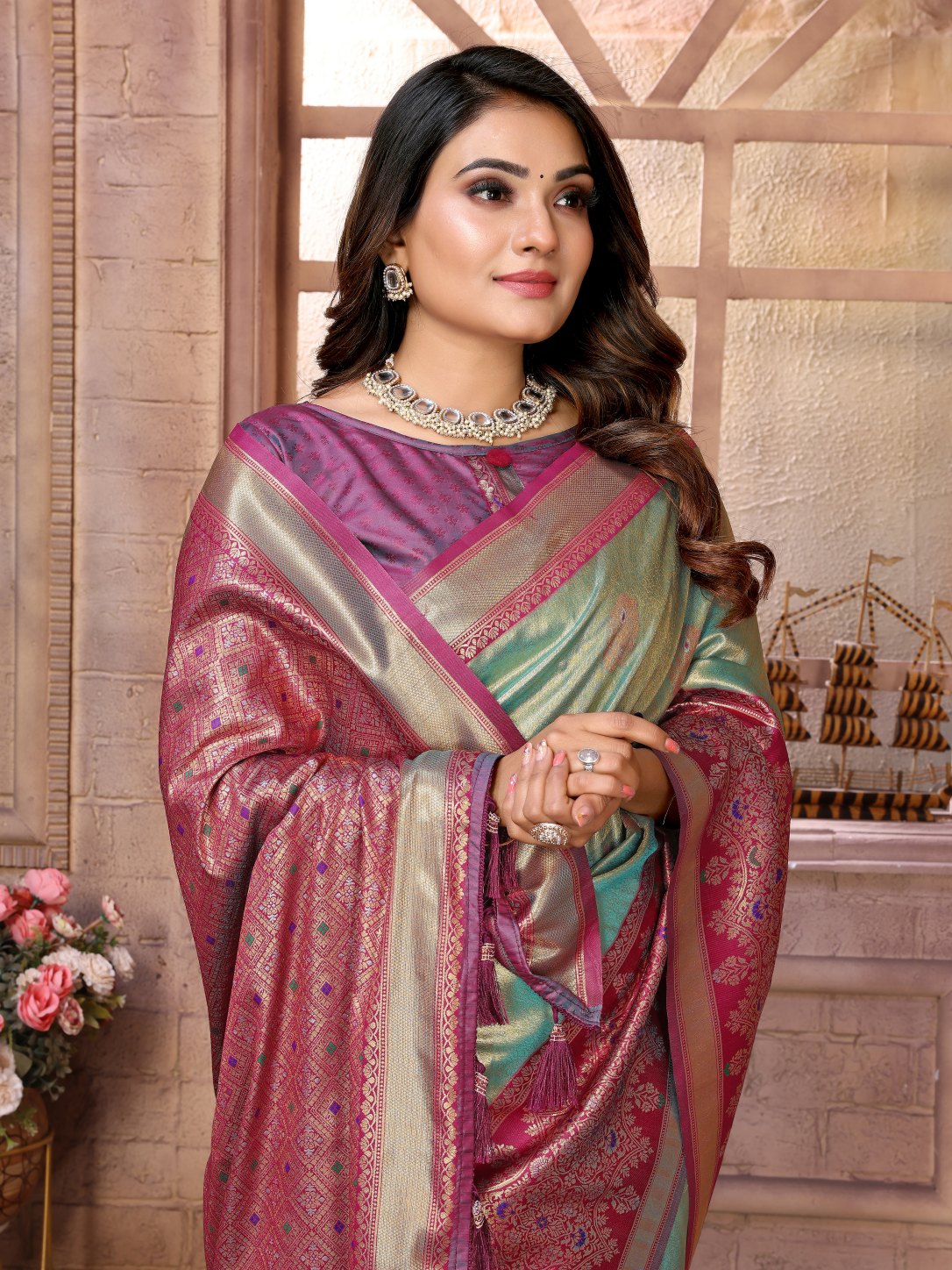 POOJA COUTURE SWARAGNI Pure Banarasi Tissue Silk Saree