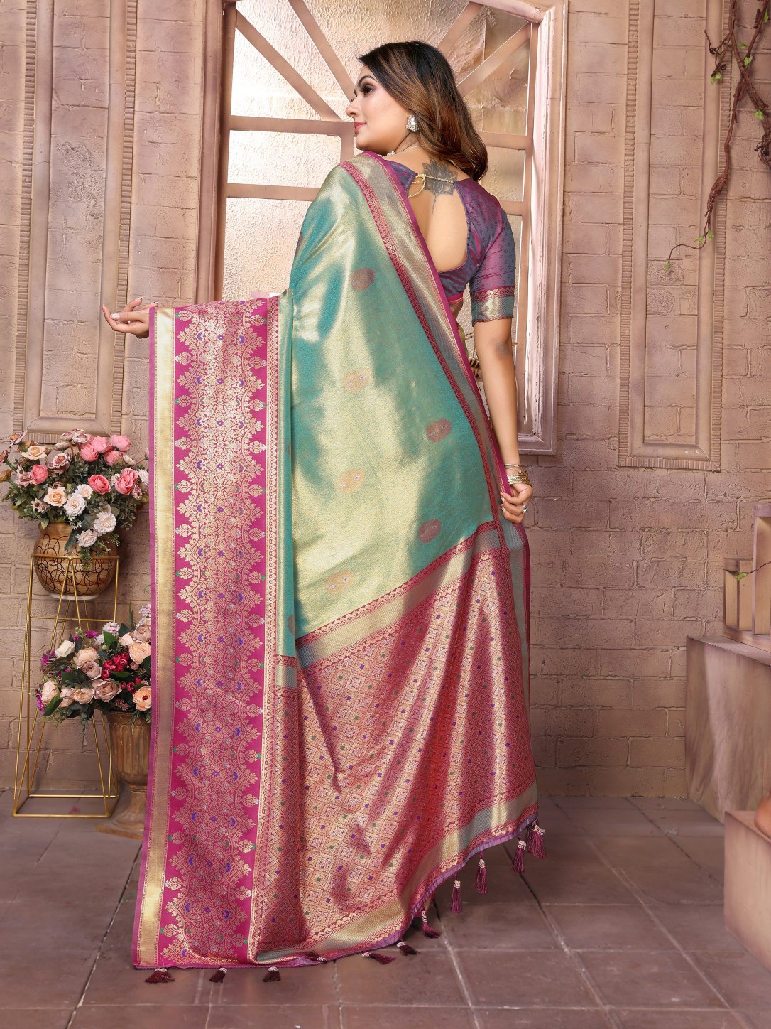 POOJA COUTURE SWARAGNI Pure Banarasi Tissue Silk Saree - Detail View