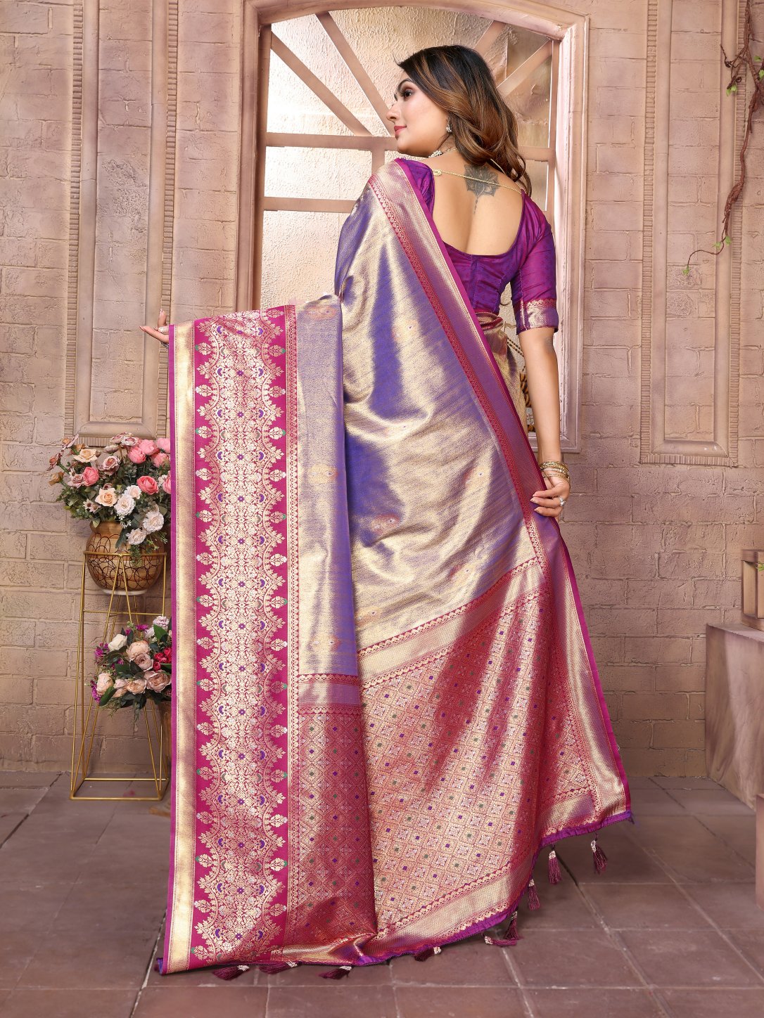 POOJA COUTURE SWARAGNI Pure Banarasi Tissue Silk Saree - Detail View