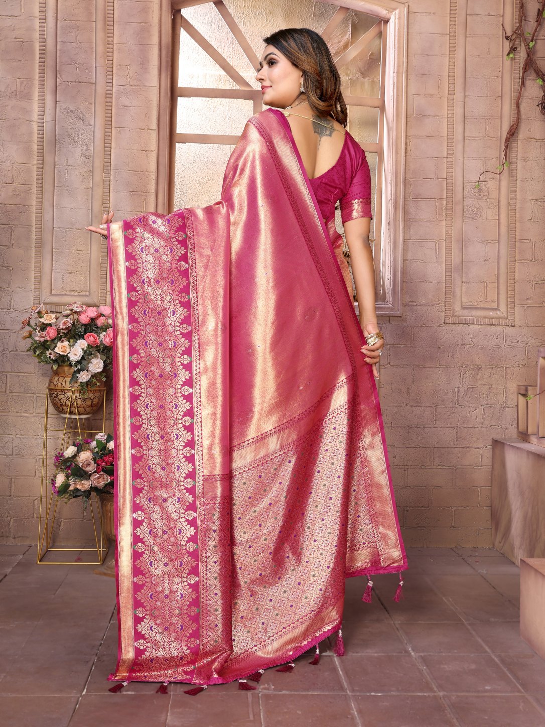 POOJA COUTURE SWARAGNI Pure Banarasi Tissue Silk Saree - Detail View