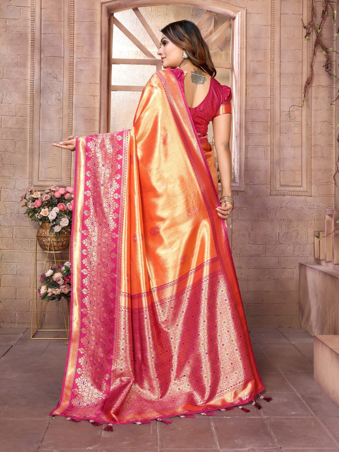 POOJA COUTURE SWARAGNI Pure Banarasi Tissue Silk Saree - Detail View
